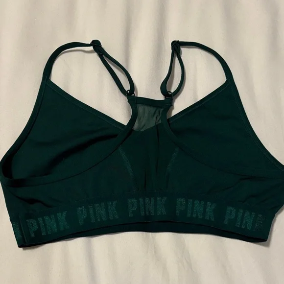 PINK Victoria's Secret Sports Bras - Dark Green and White Size- Medium - Picture 9 of 11